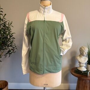 Nike Golf Fit Dry Full Zip Jacket Women's M Green White Pink Mock Neck Athletic